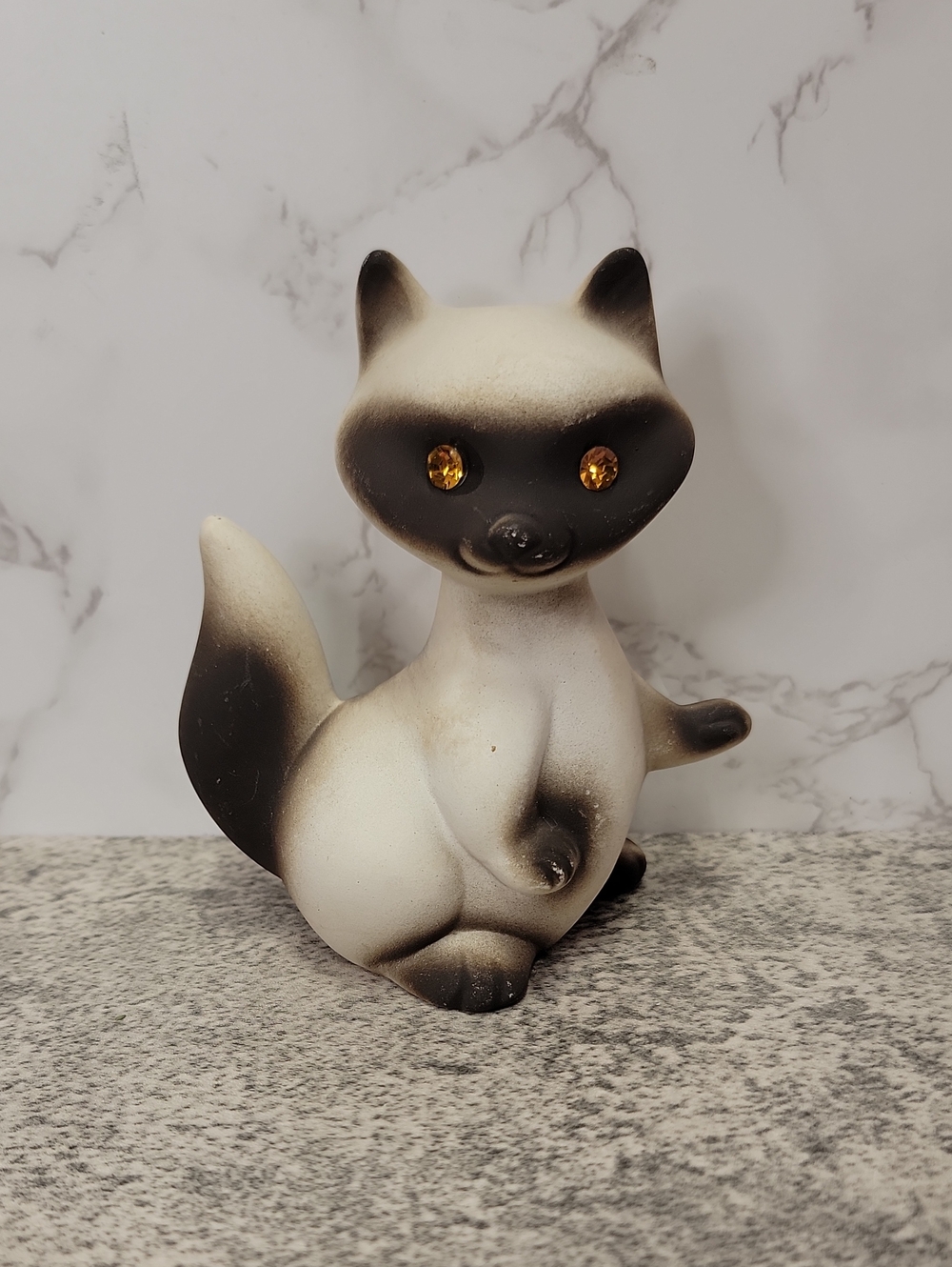 Rare Vintage Roselane Pottery sparkly eyes Raccoon